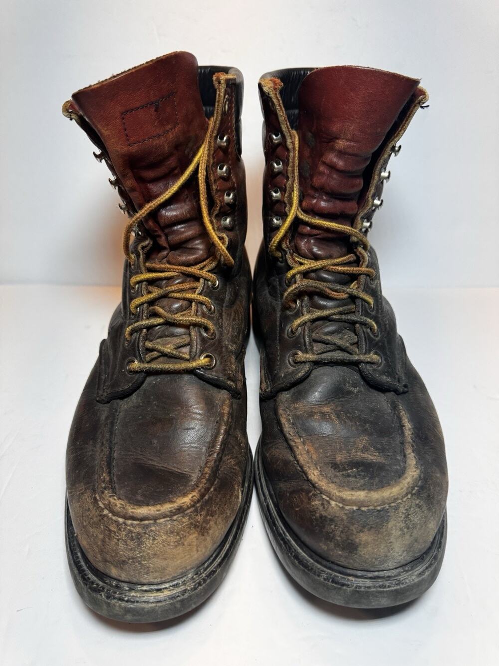 8.5 Vintage Red Wing Moc Toe Brown Leath Boots Worn Patina 20034